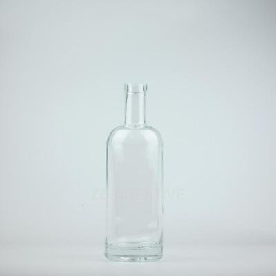 Qualität 680g schwere Boden-Gin-Glasflasche mit Korkverschluss für Spirituosen und Likörverpackungen Fabrik